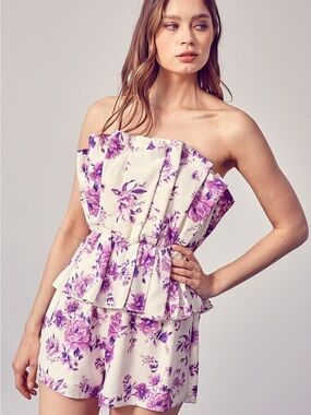 DO+BE Strapless Floral Romper